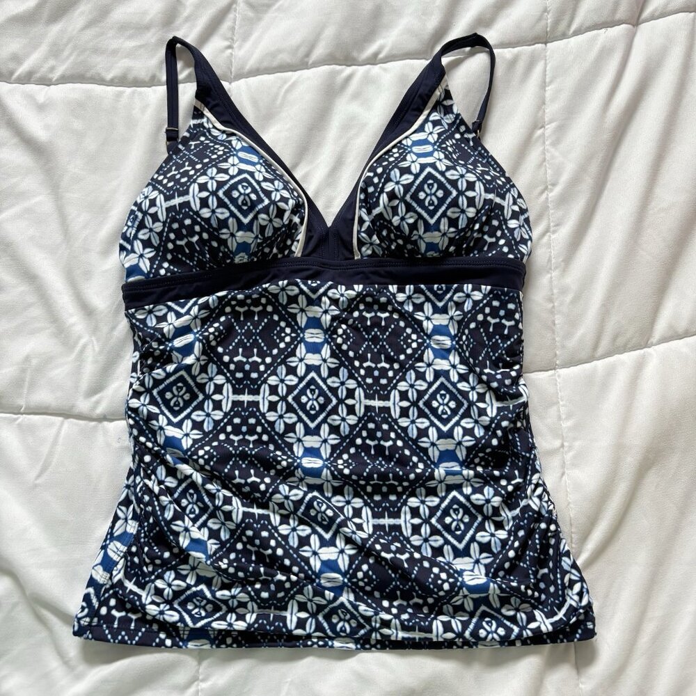 Tommy Bahama Navy and White Bikini Top